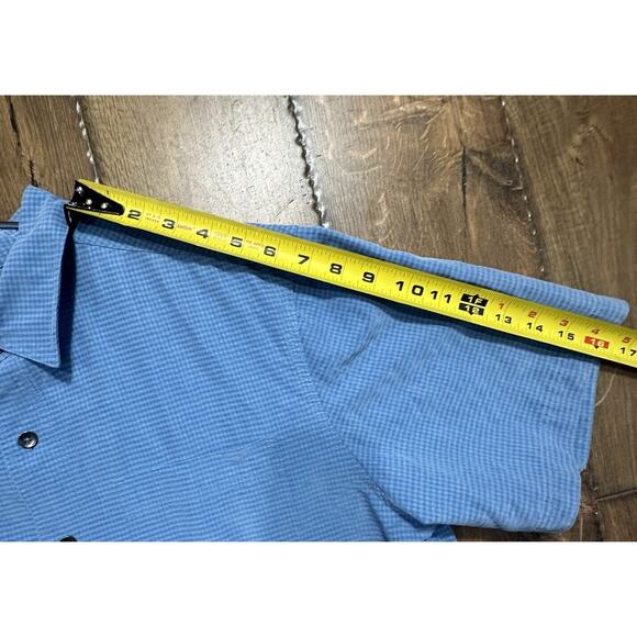 Royal Robbins Mens Button Shirt Size L Soft Blue Plaid Relaxed Fit Short Sleeve - Picture 6 of 7